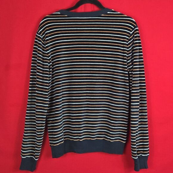 A.P.C.Striped Velour‎ Sweatshirt Navy Blue Mens Size Medium - Picture 7 of 9